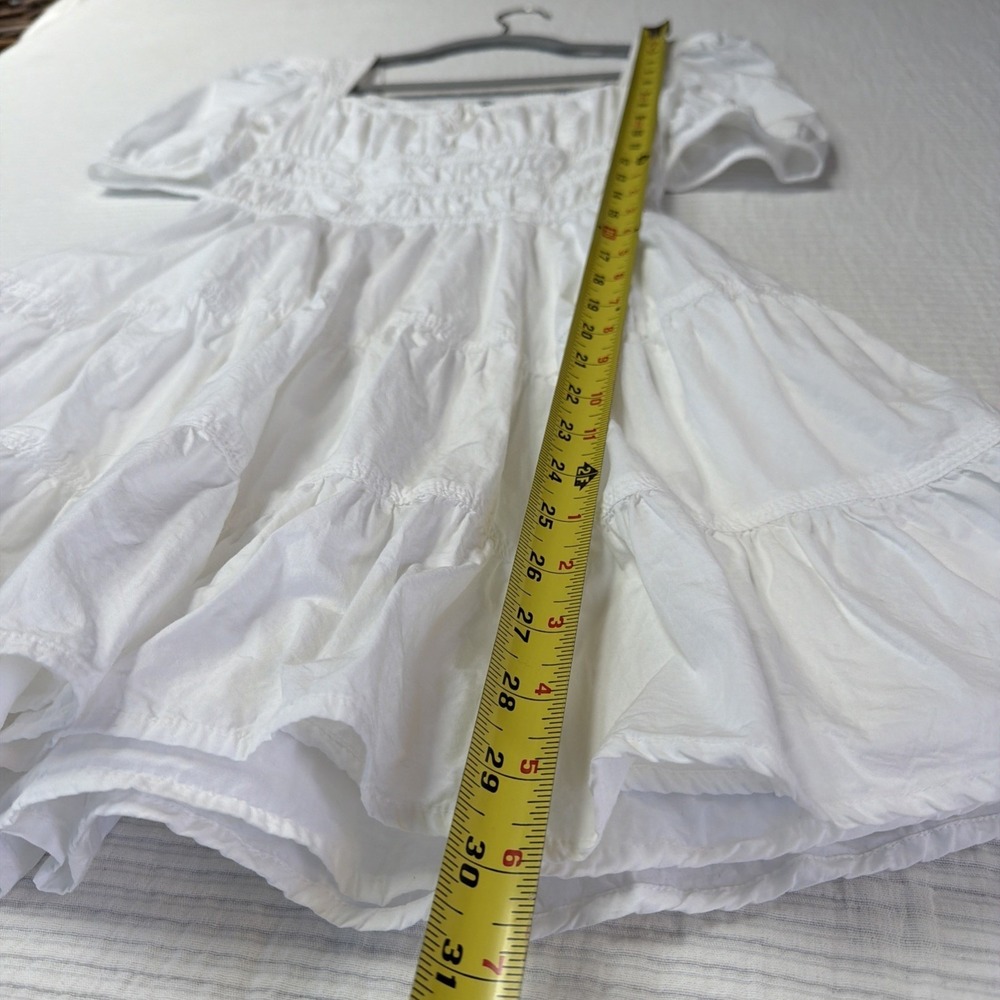 Sunday Best Aritzia Smocked Mini Dress XS White Wedding Coquette Preppy Girly - Picture 2 of 9